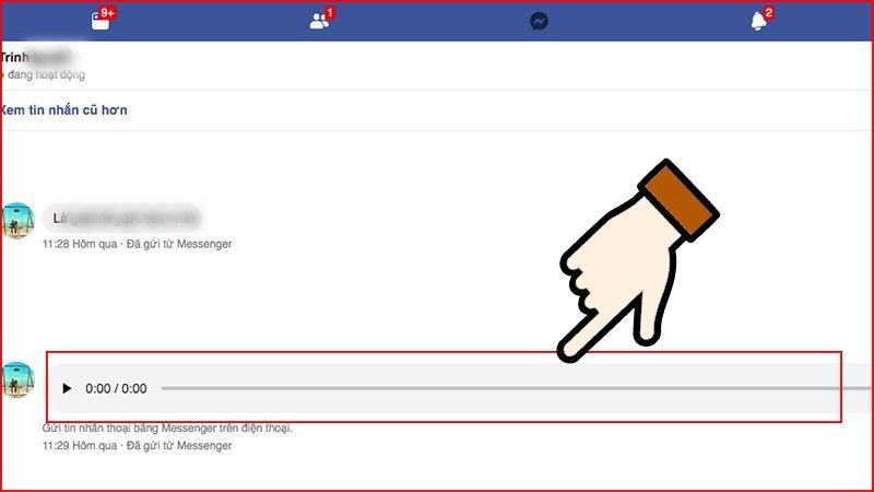 Mở cuộc trò chuyện chứa file ghi âm cần tải về máy tính