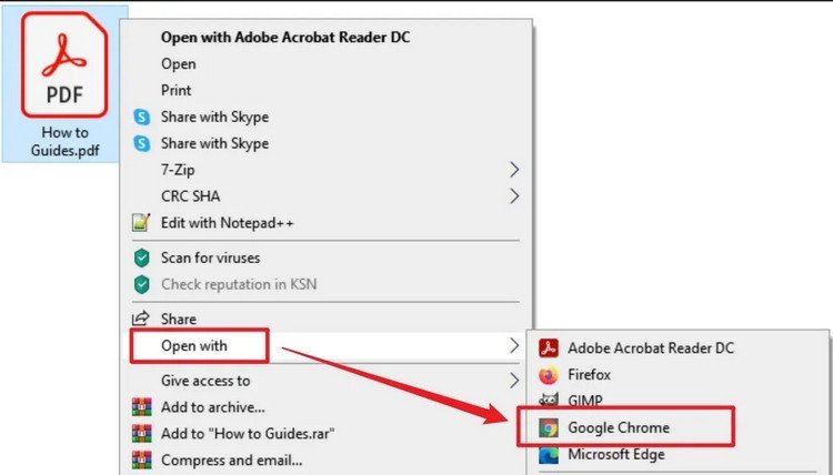 Mở file PDF trên máy tính bằng trình duyệt Google Chrome
