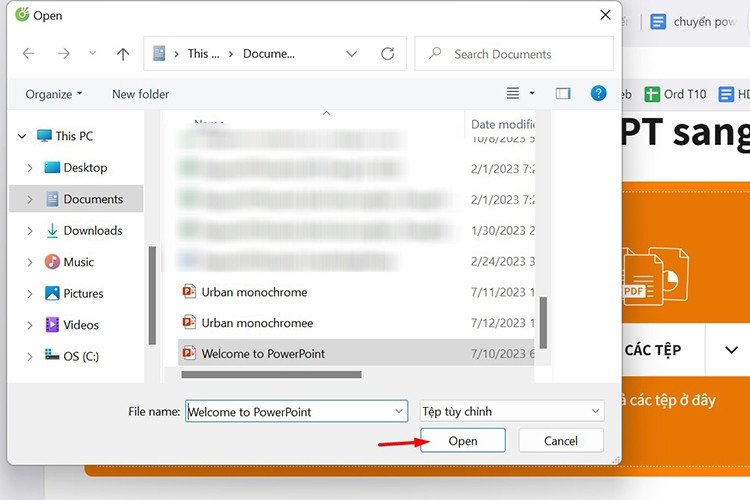 Mở file PowerPoint từ máy tính trên Smallpdf.com