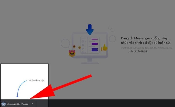 Mở file cài đặt để tải Facebook PC cho máy tính
