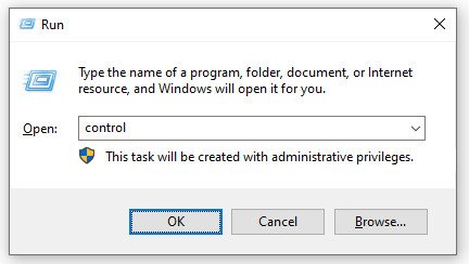 Mở hộp thoại Run và nhập 'control' để tắt Fast Startup khi máy tính không tắt được