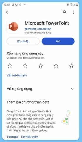 Chọn vào mục Mở để sử dụng PowerPoint trên điện thoại