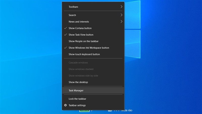 Mở Task Manager để tắt ứng dụng bị treo trên Windows