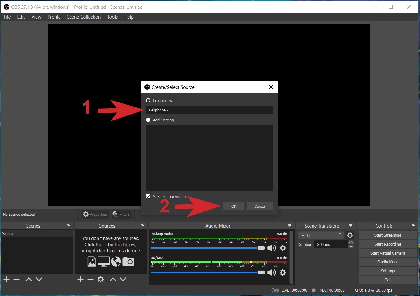 Đặt tên cho nguồn Display Capture khi quay màn hình bằng OBS