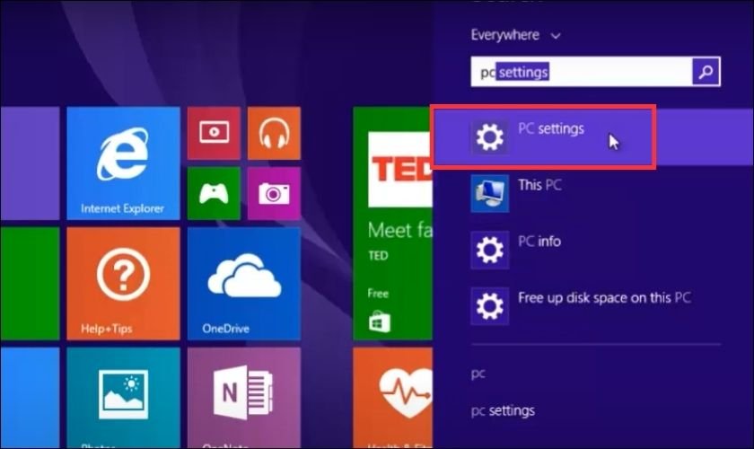 Cách bật Bluetooth trên máy tính Win 8 qua PC Settings