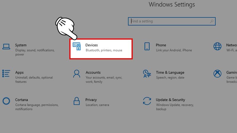 Người dùng chọn Devices trong Settings