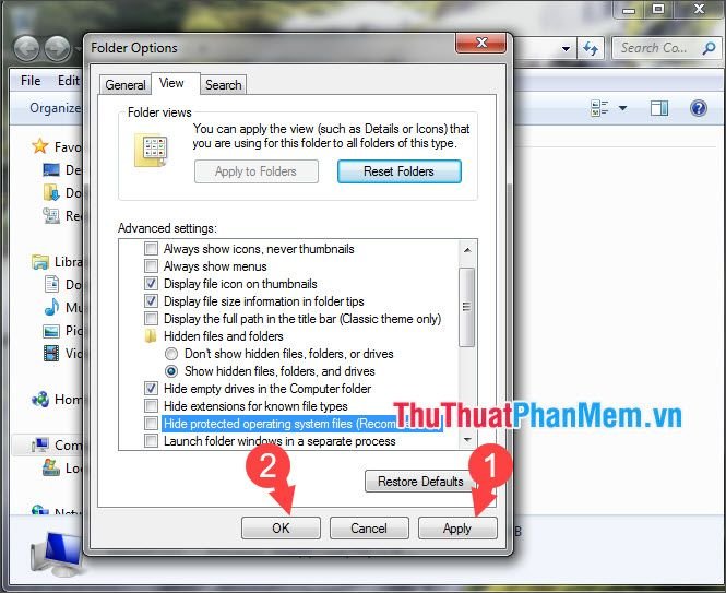 Máy tính nhận USB nhưng không hiển thị dữ liệu - Áp dụng thay đổi