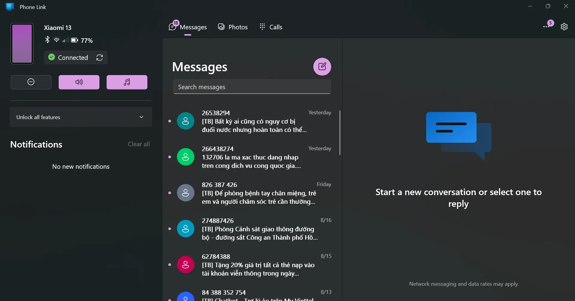 Tổng quan các tính năng chính của Phone Link giúp quản lý điện thoại và nhận tin nhắn SMS trên máy tính