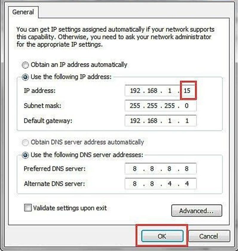 Nhập thông số IP tĩnh và DNS