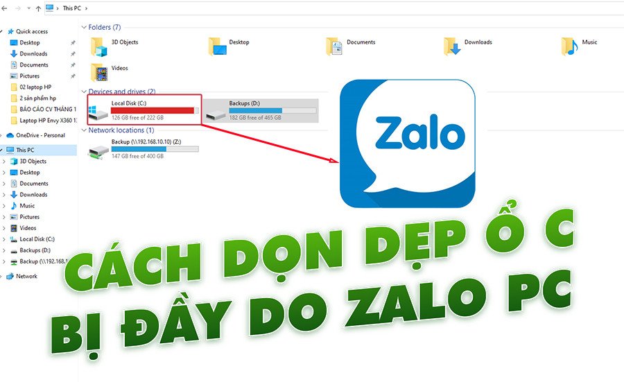 Ổ đĩa C đầy do dữ liệu Zalo PC, bao gồm ảnh Zalo lưu trên máy tính