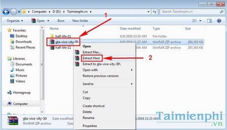 Giải nén file game GTA Vice City