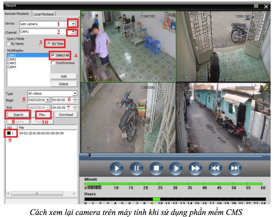 Phần mềm CMS xem lại camera trên máy tính