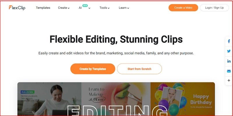 Giao diện trực tuyến của Flexclip.com