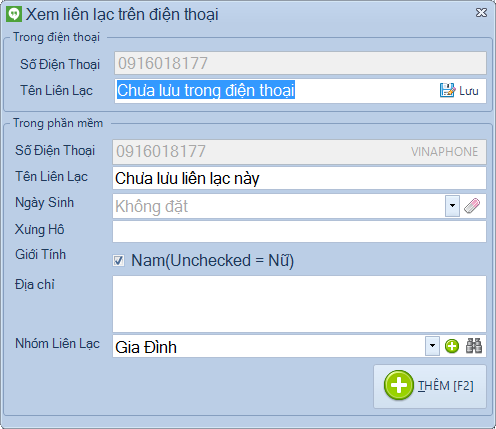 Lưu liên lạc mới từ cuộc gọi trên phần mềm quản lý Android PC