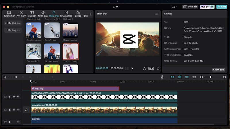 Kéo thả hiệu ứng giật giật để làm sống động cảnh quay khi edit video trên máy tính