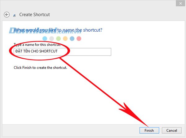 Đặt tên cho shortcut cài đặt máy tính không tự tắt trên màn hình desktop