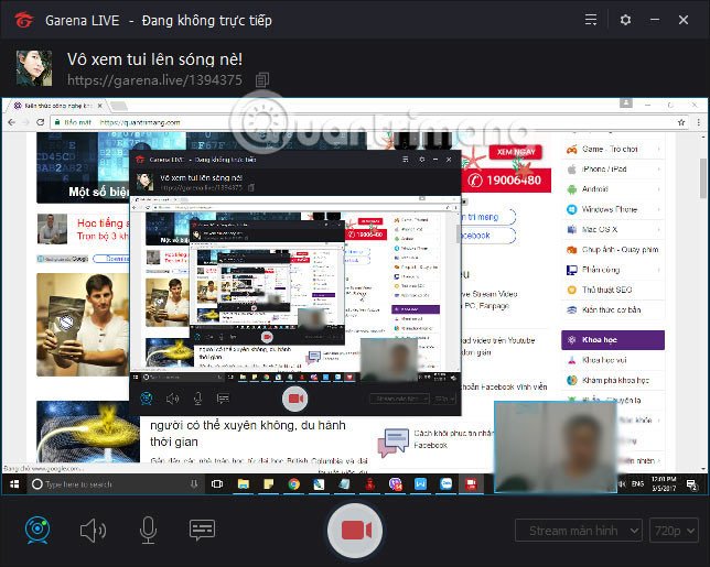 Stream màn hình trên Garena Live