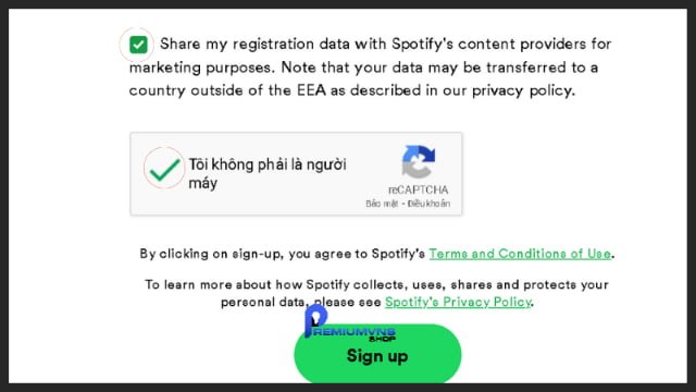 Chọn “Sign up” để hoàn tất quá trình đăng ký