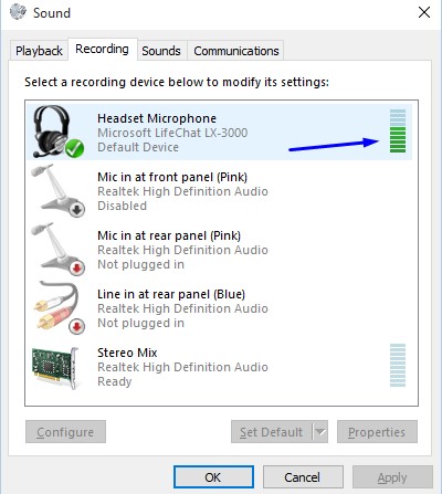 Kiểm tra tín hiệu micro trên Windows 10