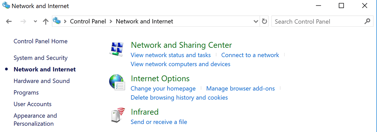 Chọn Internet Options để cấu hình sửa mạng máy tính tại nhà