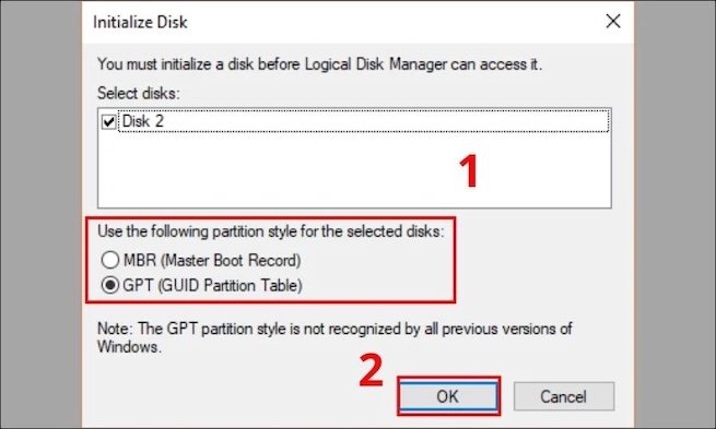 Sửa lỗi ổ cứng máy tính không nhận do chưa được khởi tạo