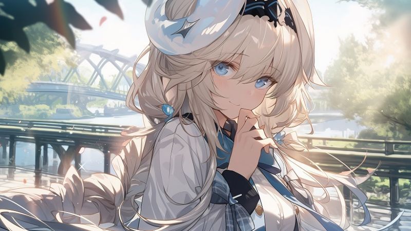 Hình nền nhân vật hoạt hình chibi với chiếc bánh ngọt