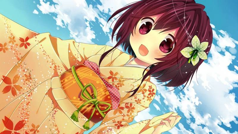 Hình nền nhân vật hoạt hình chibi ngồi trên đám mây