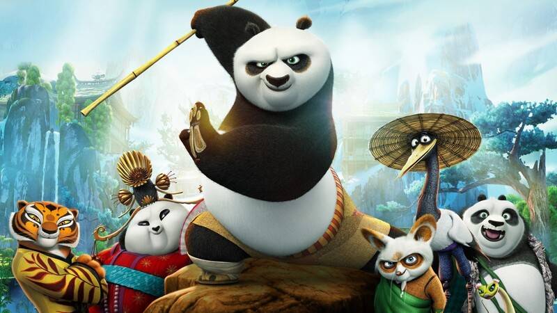 Hình nền gấu trúc hoạt hình đang vui đùa