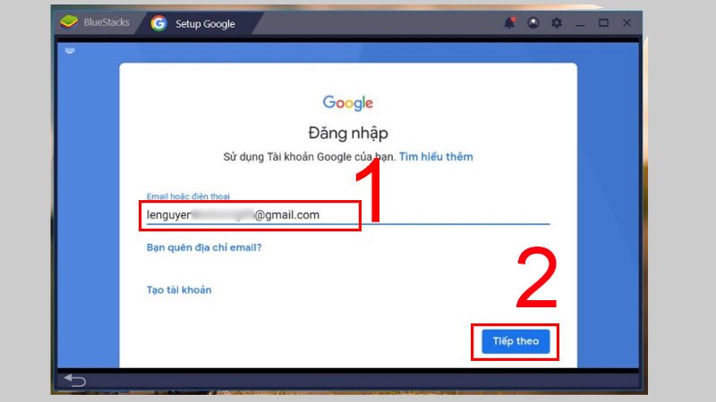 Bước đăng nhập tài khoản Google để truy cập CH Play trên giả lập máy tính