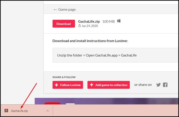File cài đặt Gacha Life dạng .zip đã tải