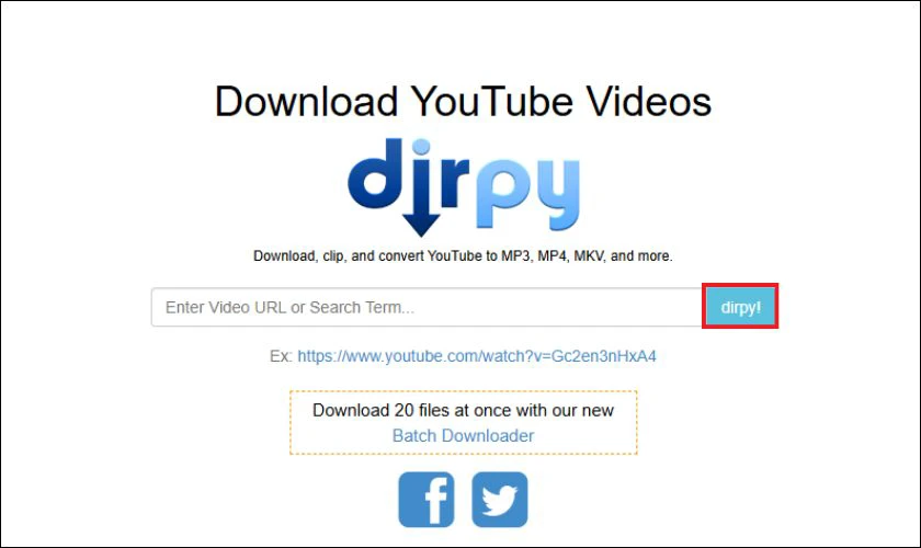 Dán liên kết vào Dirpy để tải nhạc trên YouTube về máy tính