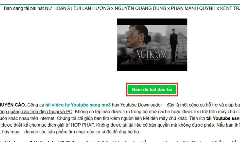 Nhấn Bấm để bắt đầu tải file MP3