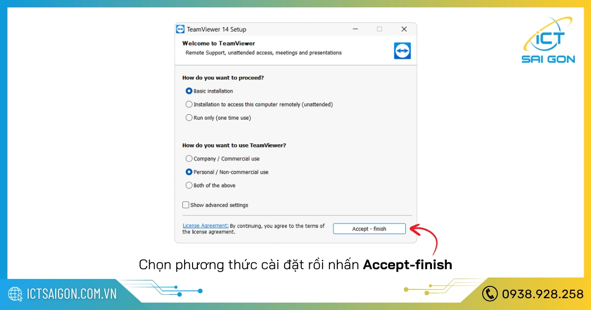Hình ảnh lựa chọn cài đặt TeamViewer 14 cho máy tính