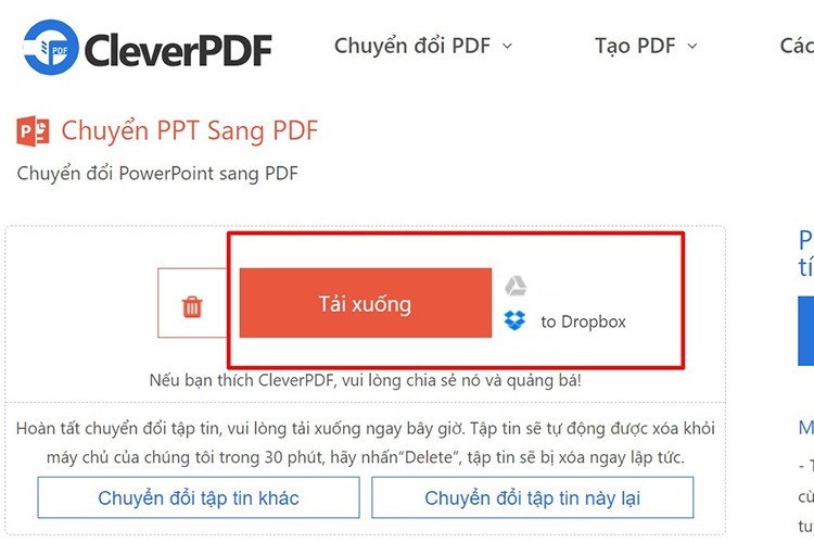 Tải xuống file PDF hoặc chia sẻ trên CleverPDF.com