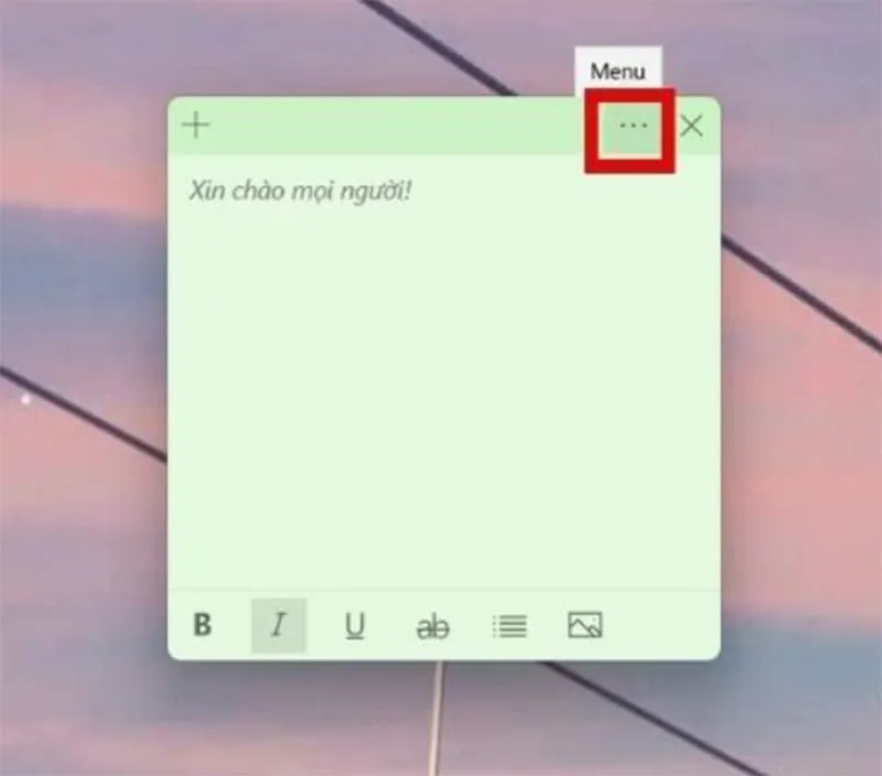 Mở menu tùy chọn để đổi màu ghi chú trên máy tính