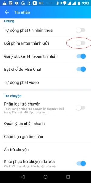 Tắt chức năng gửi tin nhắn bằng Enter để xuống dòng trong Zalo trên máy tính