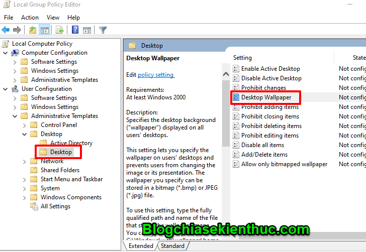 Cấu hình hình nền cố định bằng Group Policy