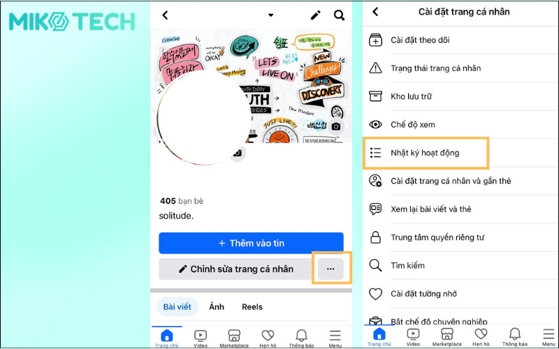 Truy cập trang cá nhân Facebook trên điện thoại để xóa bình luận hàng loạt