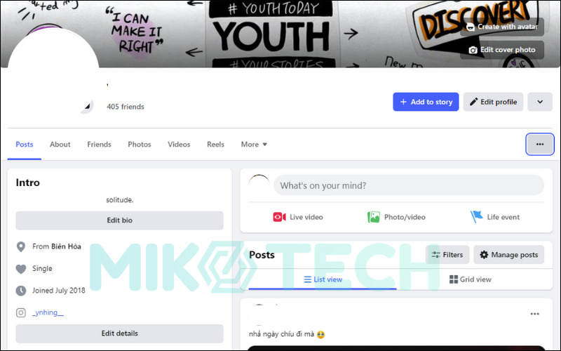 Truy cập trang cá nhân Facebook để xóa bình luận hàng loạt trên máy tính
