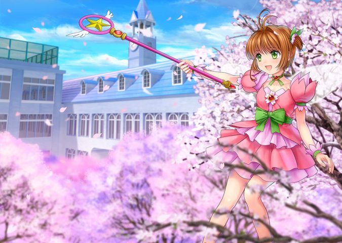 ảnh nền máy tính hoạt hình đẹp: Trang phục Sakura dễ thương