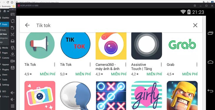 Tìm kiếm ứng dụng TikTok trên Google Play Store của giả lập NoxPlayer