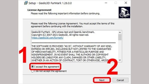 Chấp nhận các điều khoản của FurMark