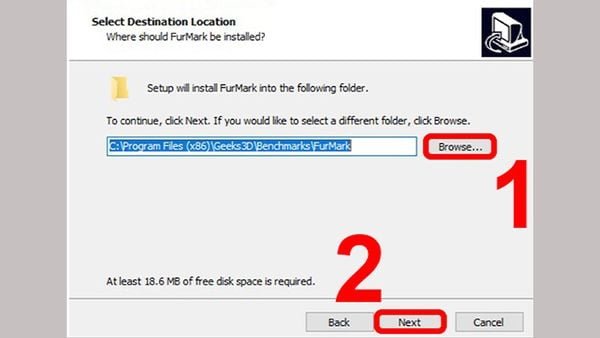 Chọn vị trí cài đặt FurMark