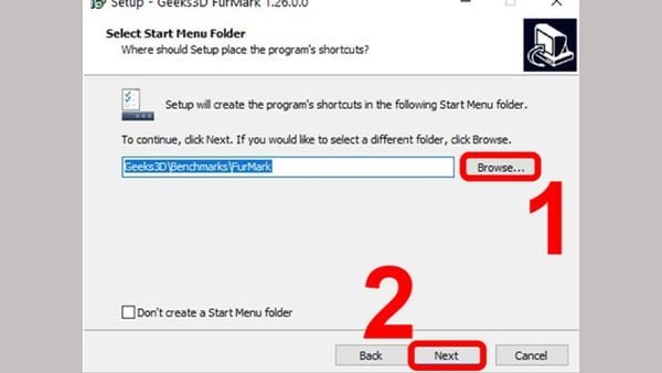 Thiết lập hiển thị FurMark trong Start Menu