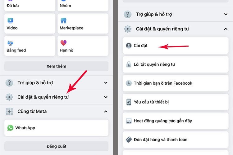 Vào Cài đặt &amp; Quyền riêng tư để điều chỉnh trạng thái online Facebook