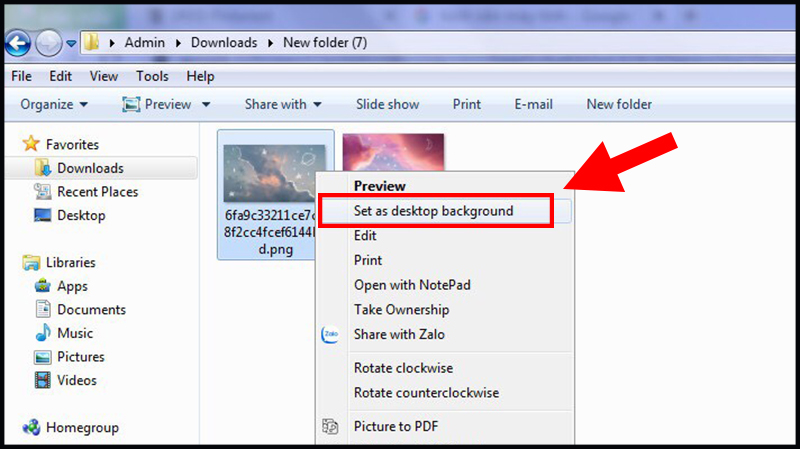 Hướng dẫn cài hình nền máy tính đơn giản từ thư mục ảnh trên Windows 7