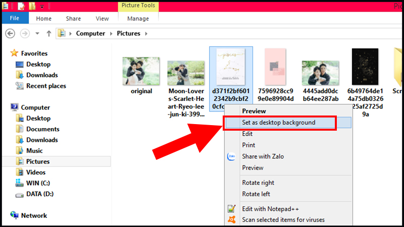 Đặt hình nền máy tính đơn giản từ ảnh cá nhân trên Windows 8 chỉ với một click chuột