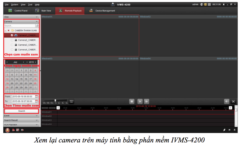 Cách xem lại camera trên máy tính bằng phần mềm iVMS-4200