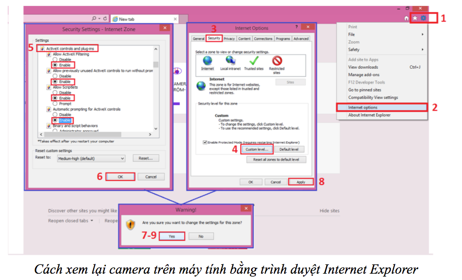 Cách xem lại camera trên máy tính bằng trình duyệt Internet Explorer