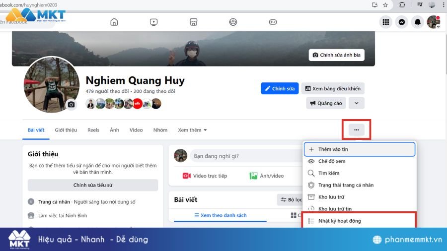 Truy cập Nhật ký hoạt động trên Facebook để xóa tương tác
